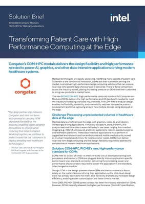 congatec-Transforming Patient Care with High Performance Computing at the Edge
